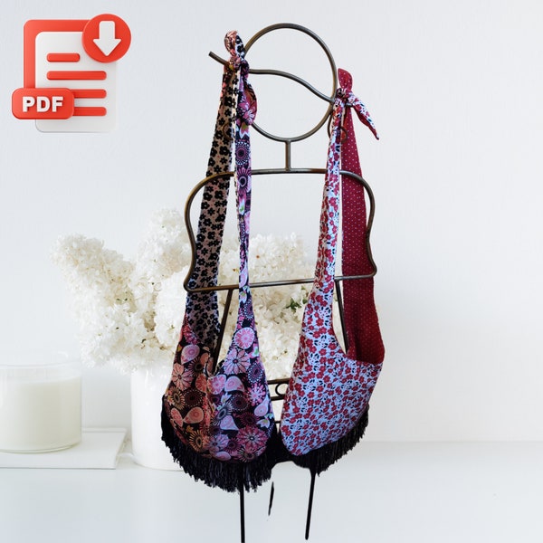 Fringe Bag, Hobo Bag Pattern, Trendy Purse, Tie Strap Bag, Digital Download, Video Link, Written Tutorial, Picture Tutorial, Crossbody Bag