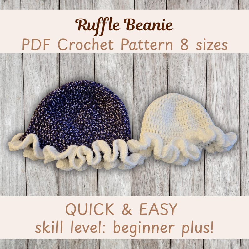 Quick & Simple Crochet Ruffle Hat Pattern | Newborn to Adult Sizes - Etsy