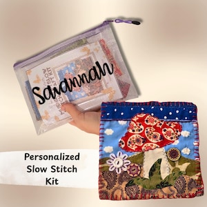 Personalized Deluxe Mushroom Slow Stitch Kit: Complete with Fabric & Embroidery Guide