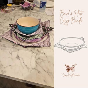 Patrón de costura para funda de cuenco y plato: reversible, apta para microondas (patrón en PDF)