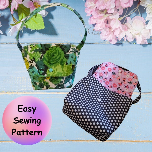 Small Handbag, Mini Purse with Snap, PDF download Pattern, Tutorial with pictures, Beginner Sewing, Printable Template, Quick Project, Easy