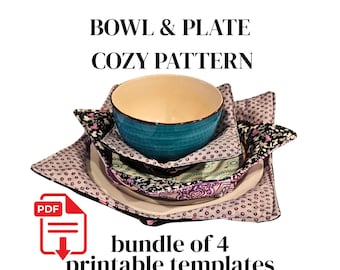 Bowl and Plate Cozy Sewing Pattern Bundle: Reversible Microwave Safe (PDF Pattern)