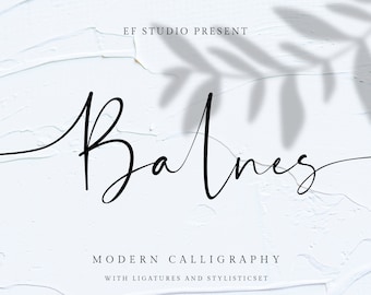 Balnes - Fuente de caligrafía moderna, Fuente de firma, Fuente Canva, Fuente Boho
