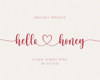 Hello Honey - Handwritten Font, Wedding Font, Cricut with Tails