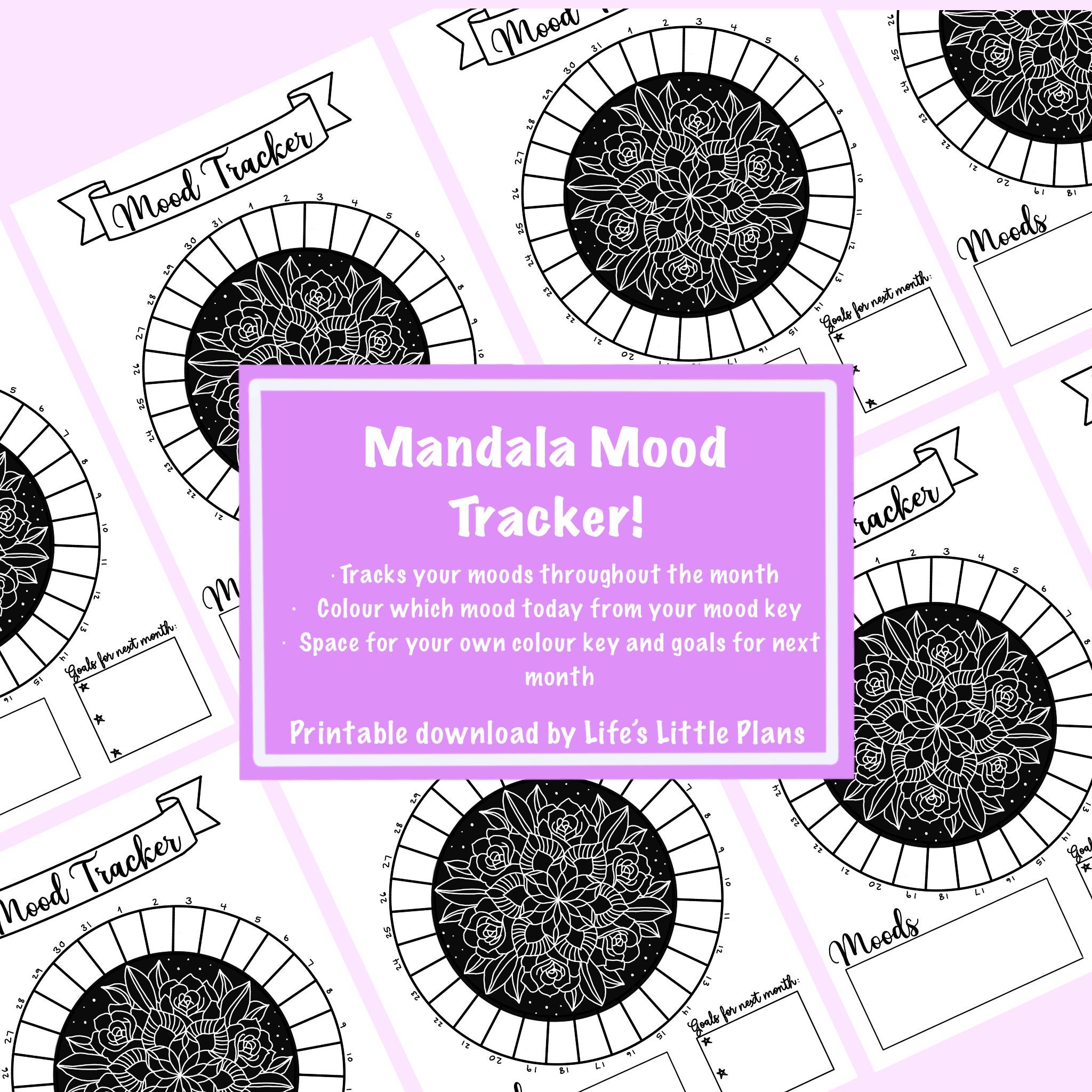 Mandala Monthly Mood Tracker Printable | Etsy