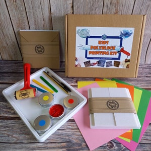 Printing craft kit for children with Polystyrene blocks. No carving tools needed - suitable for all ages. All you need to get printing.