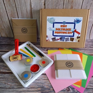 Kids Polyblock Printing Kit: Safe Inks & Roller, No Carving