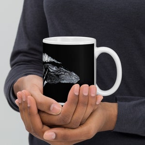 Humpack Whale Breaching surrounding outside of White glossy 11oz mug