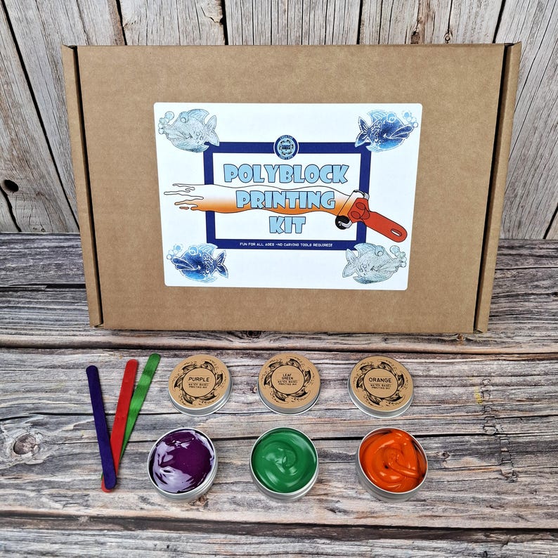 Polyblock Printing Kit: Safe Inks & Roller, No Carving image 9