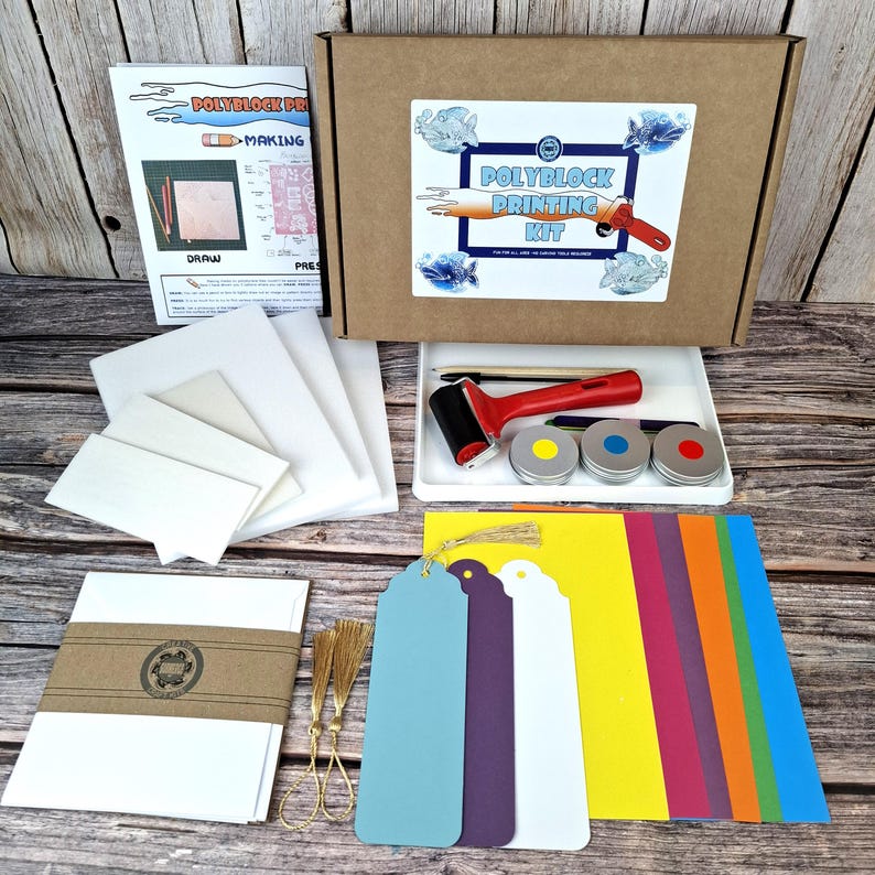 Polyblock Printing Kit: Safe Inks & Roller, No Carving No Extra Polyblock
