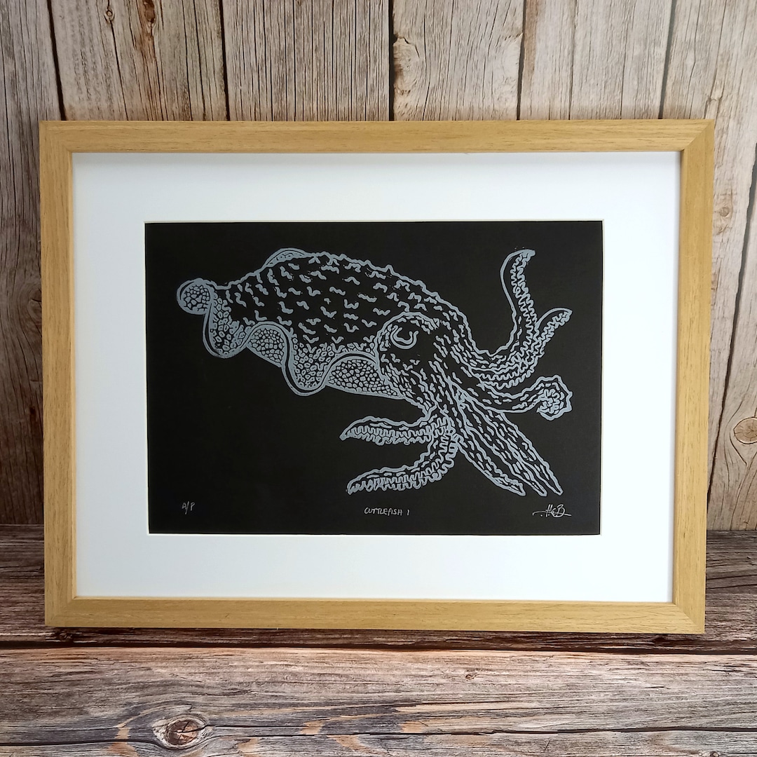 Cuttlefish Original Limited Edition Fine Art Lino Print, on High ...