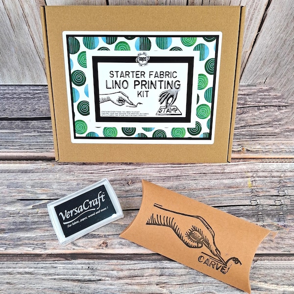 Beginners Fabric Lino Printing Kit – Textile Block Printing with Tote Bag