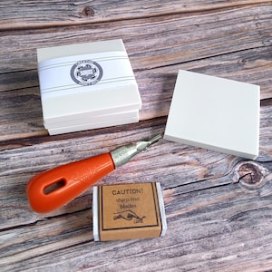 Thick white fabric printing lino - 8cm x 8cm - pack of 3