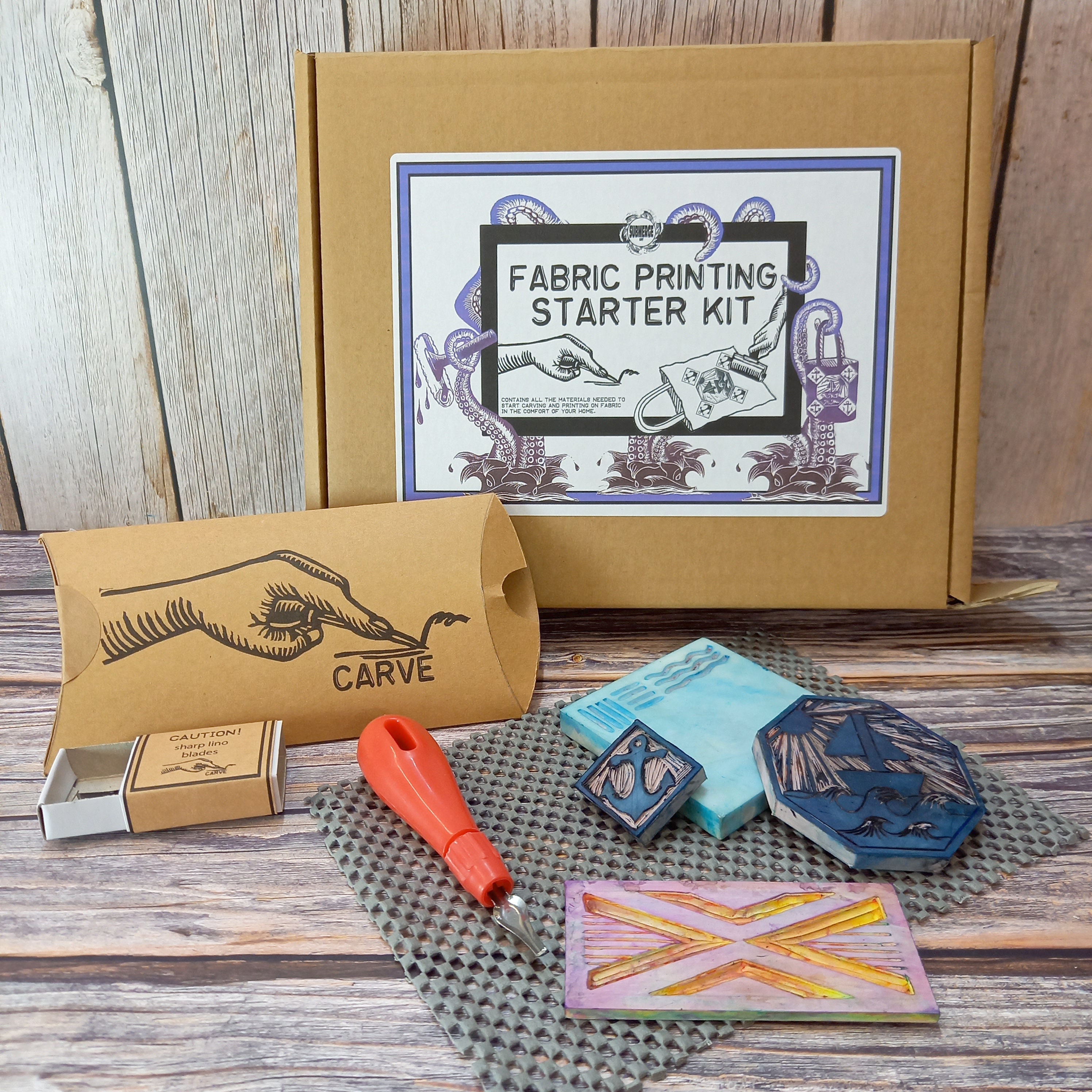Rubber Stamp Engraving Kit to Do Your Own Custom Fabric Printing 