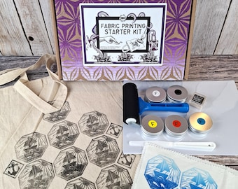 Lino Fabric Printing Craft Kit: Essdee Roller, Tote Bag