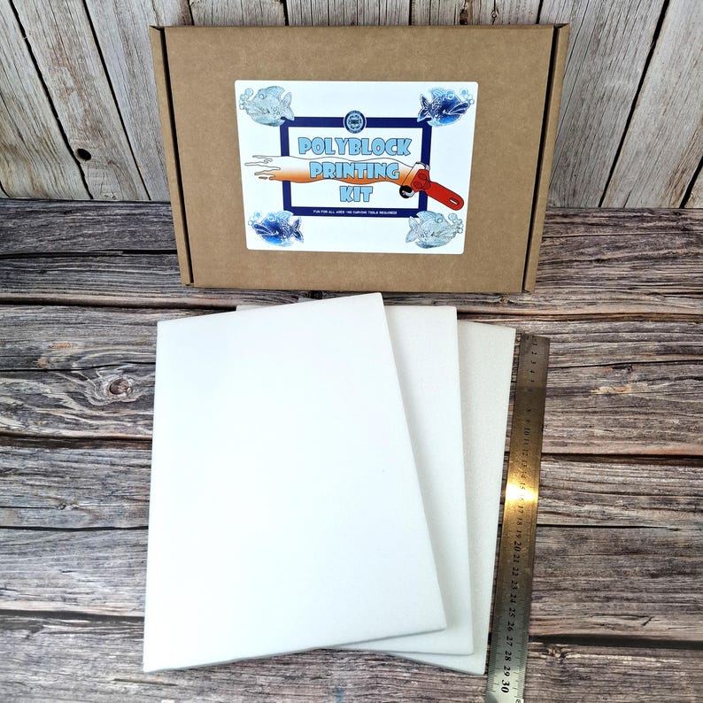 Polyblock Printing Kit: Safe Inks & Roller, No Carving A4 Thick Polyblock