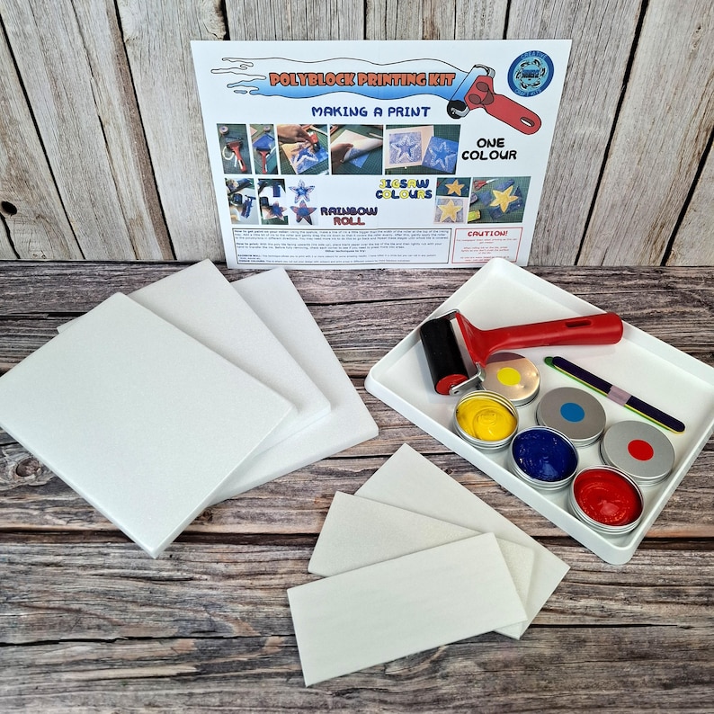 Polyblock Printing Kit: Safe Inks & Roller, No Carving image 4