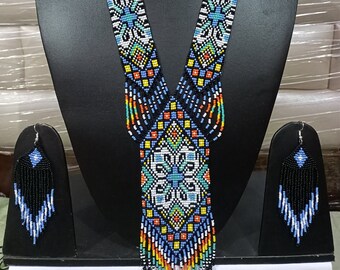Glass Multicolor Necklace | Garden Traditional Necklace | Handmade African Jewellery | Necklace With Earrings Set | Women Beaded Jewellery