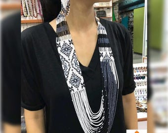 Handmade Beaded Ukrainian Gerdan Necklace, Traditional Folk Jewelry
