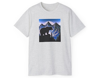Bear Graphic T-Shirt, Nature Landscape Tee, Outdoor Gift