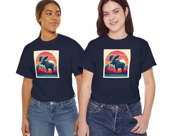 Vintage Moose T-Shirt – Mountain Sunset Wildlife Graphic Tee