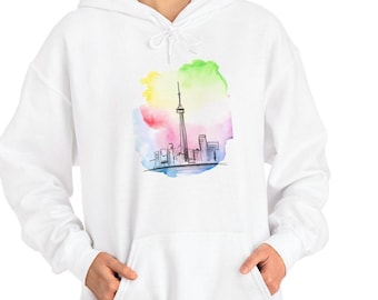 LGBTQIA2S+ プライドパーカー トロント スカイラインデザイン 鮮やかなカラフルなLGBTQギフト ユニークなお祝い用アパレル