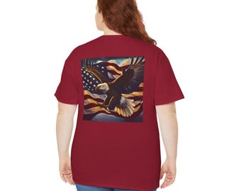 USA Flag T-Shirt with Majestic Bald Eagle - Patriotic American Tee for 4th of July, Memorial Day, Father's Day Gift for Dad