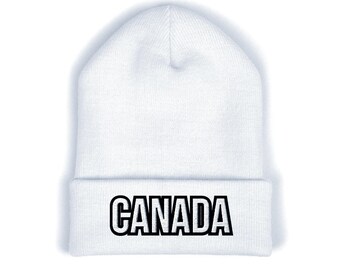 Canada embroidered cuffed beanie | maple country knit hat