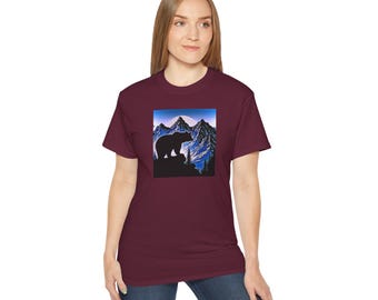 Bear Graphic T-Shirt, Nature Landscape Tee, Outdoor Gift