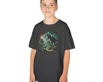 ヴェロキラプトルTシャツ：キッズTレックスとヴェロキラプトル恐竜シャツ。100％コットン製。丈夫で安全。恐竜好きの探検家にぴったり。