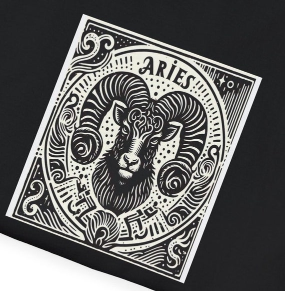 Aries T-Shirt with Zodiac Detail/Custom Design for Aries/Starsign Shirt in Soft Fabric"