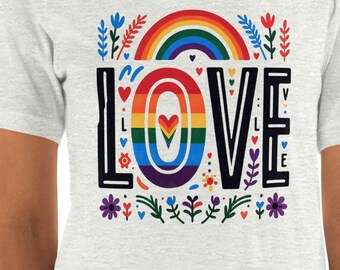 プライドTシャツ レインボーシャツ、カラフルなデザインのラブTシャツ、プライドイベントに最適、ユニークなLGBTQIAギフト