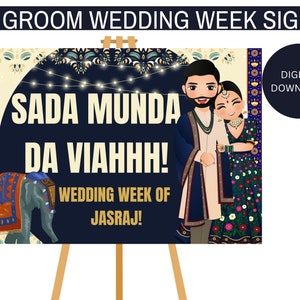 Desi Groom Wedding Sign- Punjabi Wedding- Personalized Name
