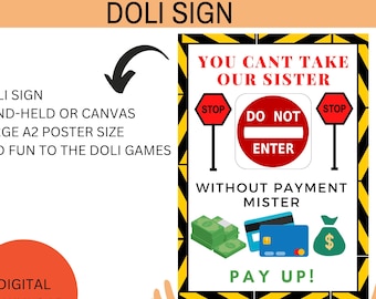 Funny Doli Wedding Sign: Punjabi Sister Game, A2 Poster (Digital Download)