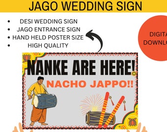 Jago Wedding Sign: Punjabi Nanke Entrance Decor (Digital Download)