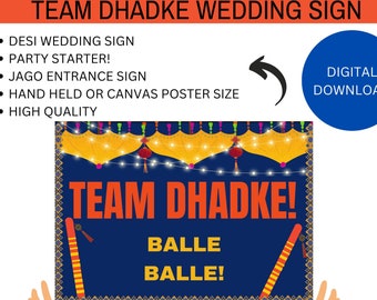 Dhadke Wedding Sign: Punjabi Jago Entrance Decor (Digital Download)