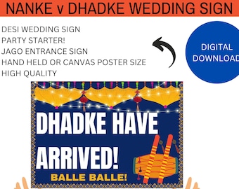 Punjabi Wedding Sign: Nanke vs Dhadke, Jago Entrance (Digital Download)