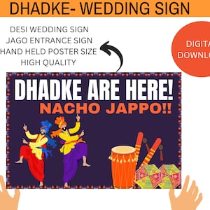 Dhadke Wedding Sign: Punjabi Sikh Wedding Decor (Digital Download)