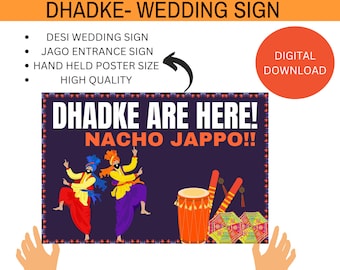 Dhadke Wedding Sign: Punjabi Sikh Wedding Decor (Digital Download)