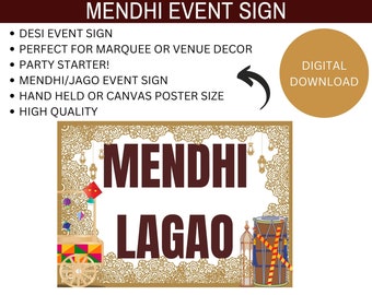 Mendhi Lagao Sign: Asian Wedding Decor (Digital Download)