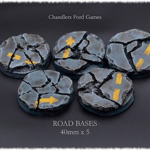 Miniature Bases | Road Bases | 40mm x 5 | 40000 DnD Wargaming AOS Custom Handmade Resin