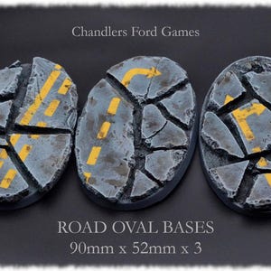 Miniature Bases | Road Bases | 90mm x 52mm Oval x 3 | 40000 DnD Wargaming AOS Custom Handmade Resin - Unpainted