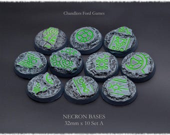 Miniatuurvoeten | Necron-bases | 32 mm x 10 (set A) | 40000 DnD Wargaming AOS aangepaste handgemaakte hars