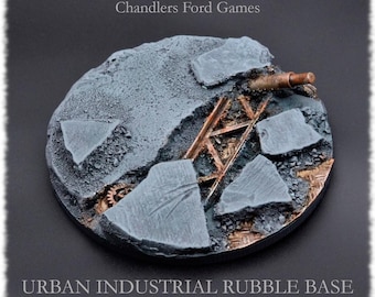 Miniature Base | Urban Rubble Bases | 80mm X 1 | DnD 40000 Wargaming AOS Kill Team Resin Handmade - Unpainted