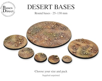 Desert Earth Style Miniature Bases - Resin Cast - Round bases 25mm - 130mm