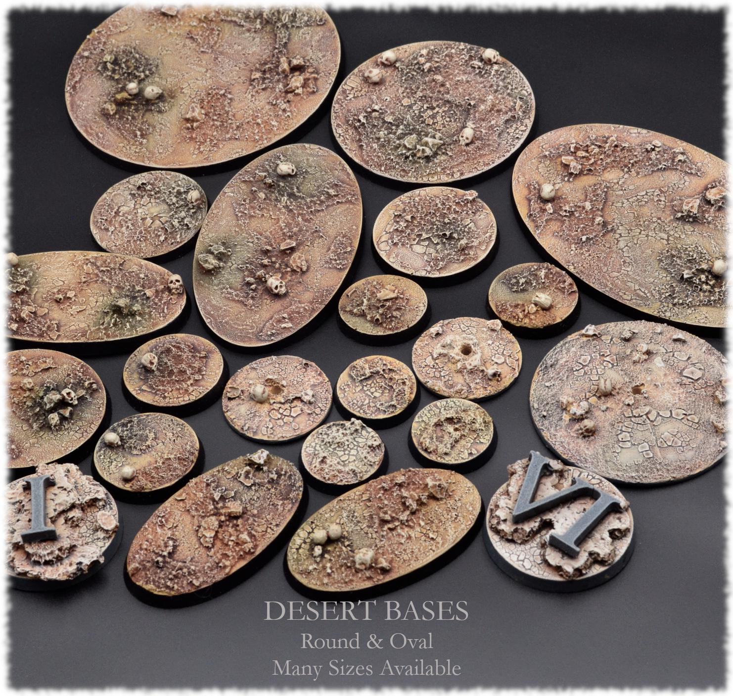 Desert Earth Bases for Miniatures - Resin Cast - Round bases for Miniature War Games. 28mm 32mm 40mm 50mm 60mm 70mm 80mm 90mm 100mm & 130mm