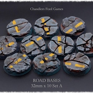 Miniature Bases | Road Bases | 32mm x 10 (Set A) | 40000 DnD Wargaming AOS Custom Handmade Resin