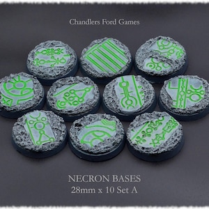 Miniature Bases | Necron Bases | 28mm x 10 (Set A) | 40,000 DnD Wargaming AOS Custom Handmade Resin - Unpainted