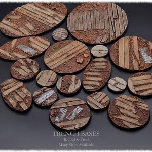 Trench Miniatures Bases - Resin Cast - Round bases for Miniature War Games. 28mm 32mm 40mm 50mm 60mm 80mm  100mm