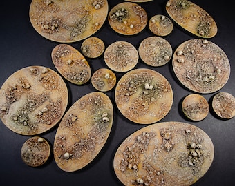 Desert Earth Bases for Miniatures - Resin Cast - Round bases for Miniature War Games. 28mm 32mm 40mm 50mm 60mm 70mm 80mm 90mm 100mm & 130mm